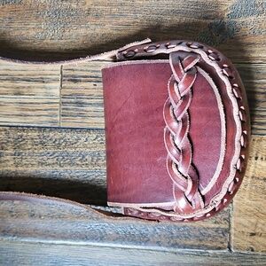 Women's Brown Leather Boho Braided‎ Crossbody Bag.